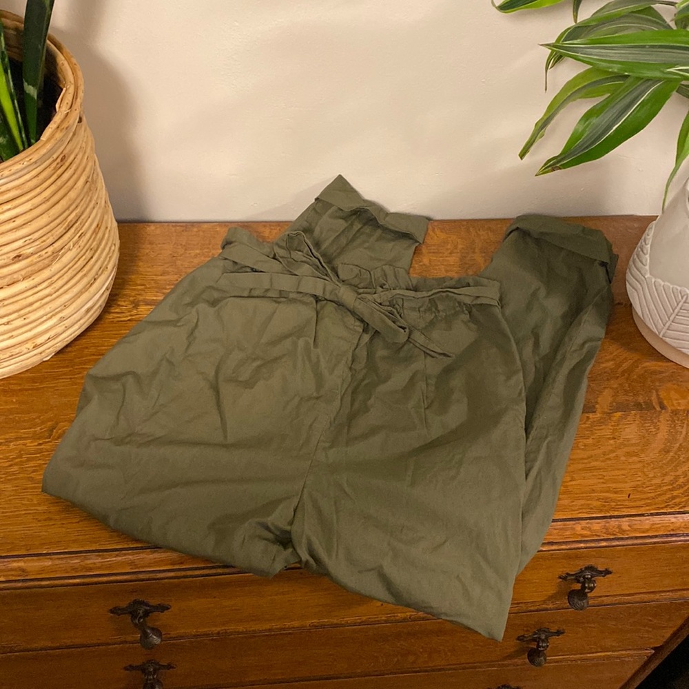Zara olive paper bag waist pants
